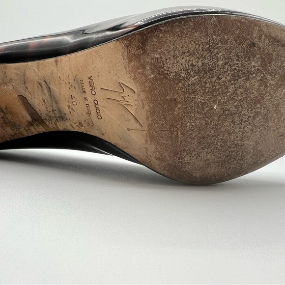 GIUSEPPE ZANOTTI BROWN PATENT LEATHER HEELS PUMPS HEELS MADE IN ITALY SIZE  40 - Picture 10 of 15